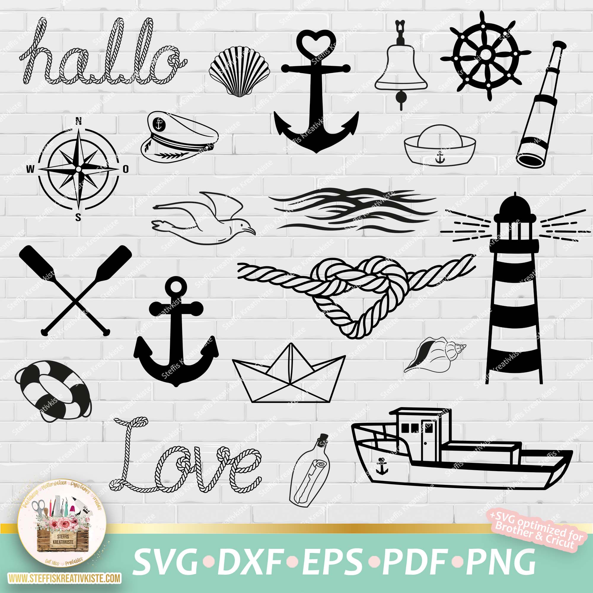 Plotterdatei Maritimes Bundle Svg Png Dxf Pdf Eps