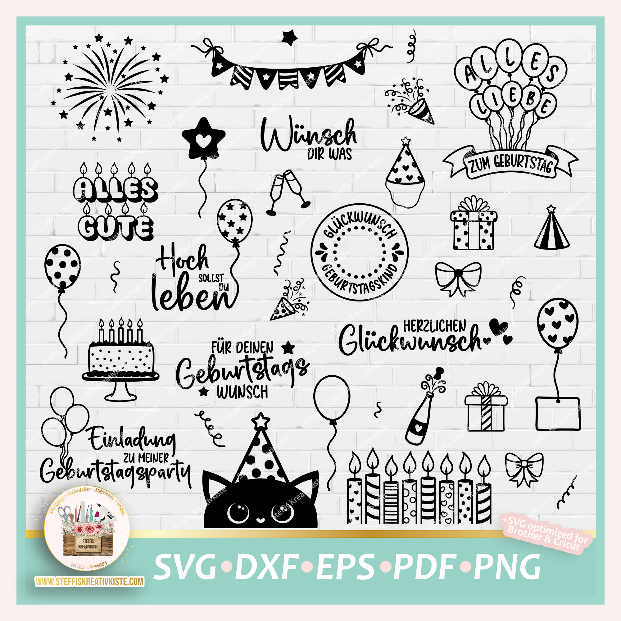 Plotterdatei Geburtstagsbundle deutsche Sprüche und Motive SVG