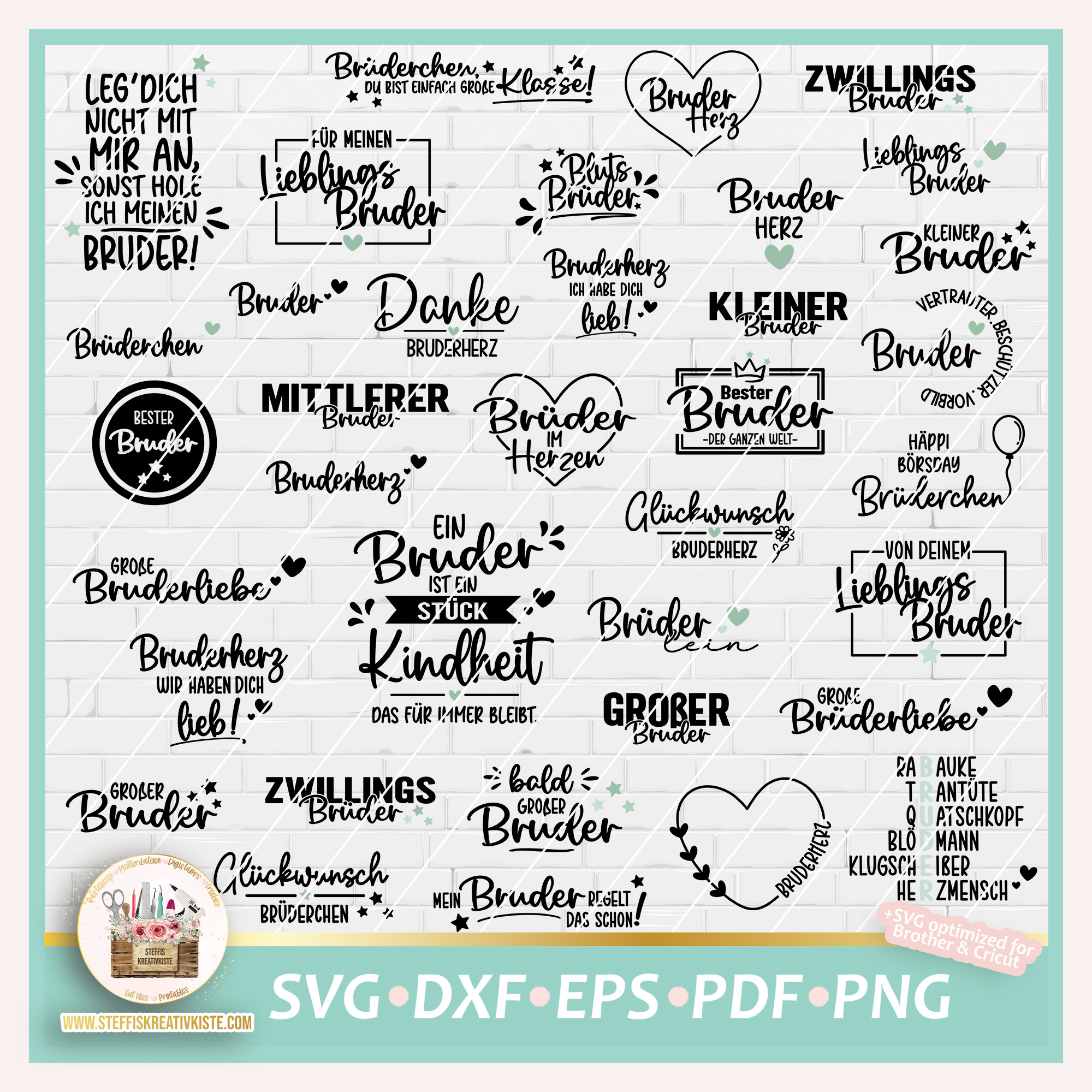 Plotterdatei Allerlei Sprüche für den Bruder Bundle SVG PNG DXF