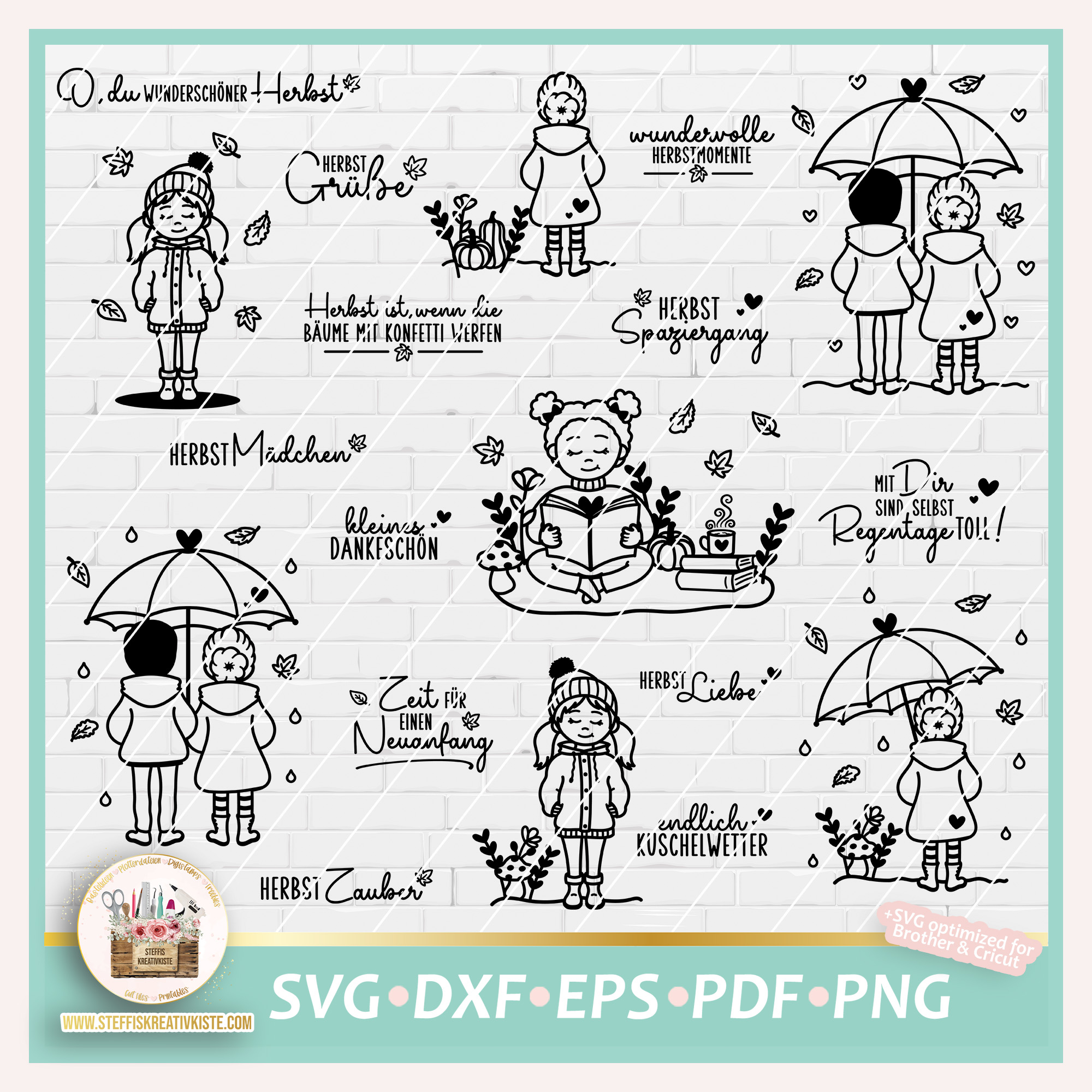 Plotterdatei Herbstmädchen in den Dateiformaten SVG, PNG&DXF