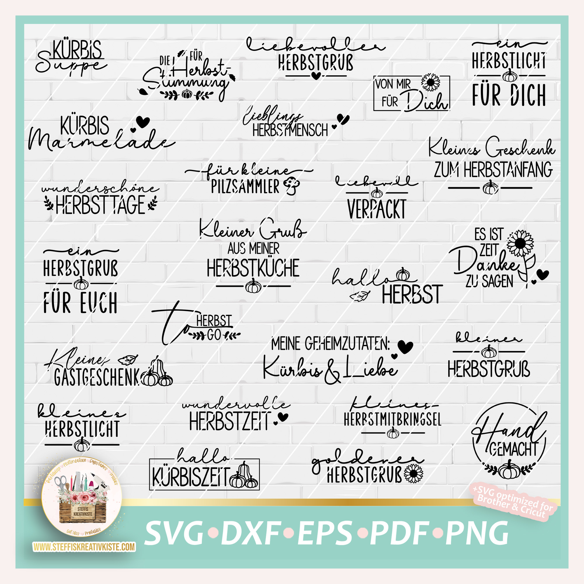 Plotterdatei Herbstliche Etiketten Sprüche in SVG, PNG und DXF