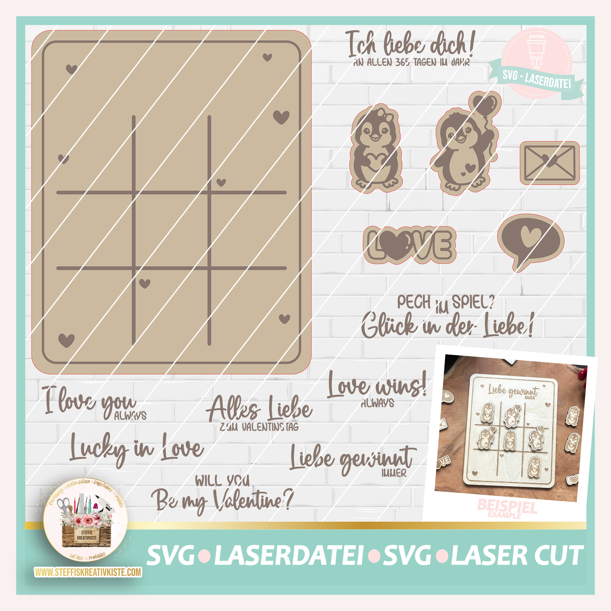 Laserdatei Tic Tac Liebe In Svg Valentinstags Gewinnt Spiel